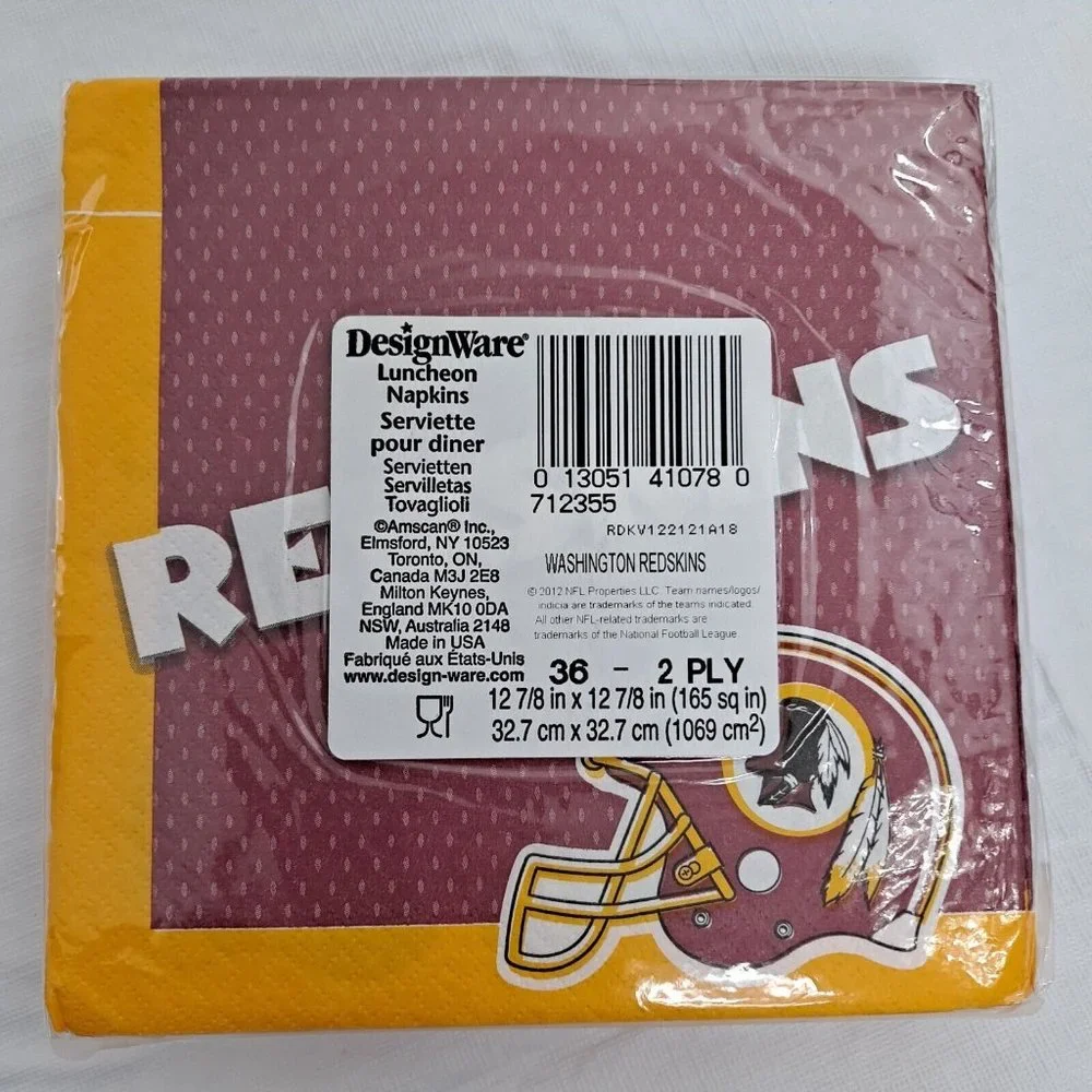 NFL Washington Redskins Design Wear Luncheon Napkins Sports Fan 36 Count
